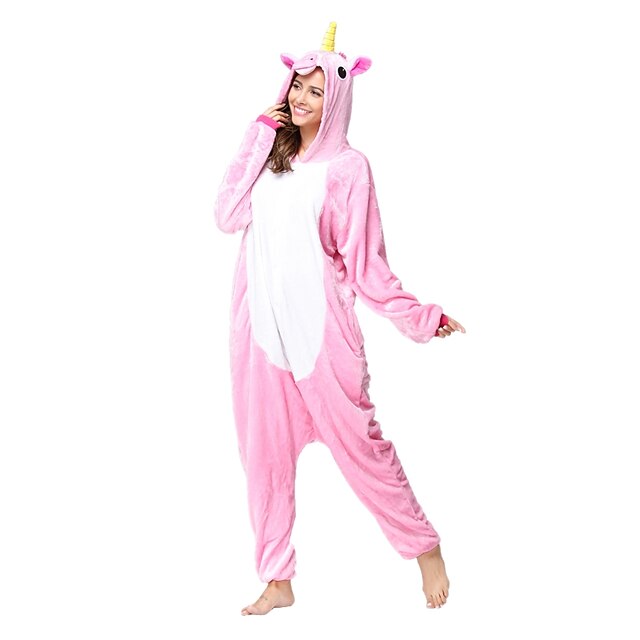  Aikuisten Kigurumi-pyjama Yksisarvinen Yksisarvinen Eläin Pyjamahaalarit Hauska puku Flanelli Fleece Cosplay varten Miehet ja naiset Joulu Eläinten yöpuvut Sarjakuva