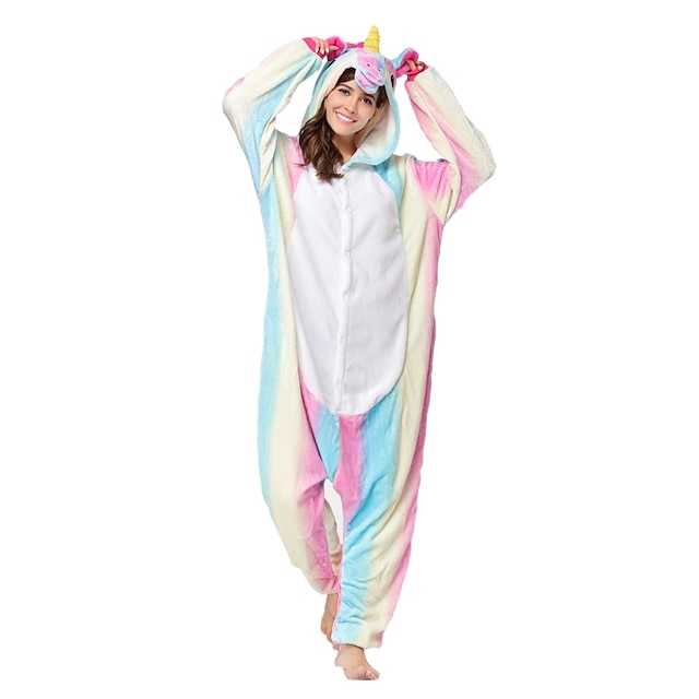  Adults' Kigurumi Pajamas Unicorn Pony Animal Onesie Pajamas Flannel Toison Cosplay For Men and Women Christmas Animal Sleepwear Cartoon Festival / Holiday Costumes / Leotard / Onesie