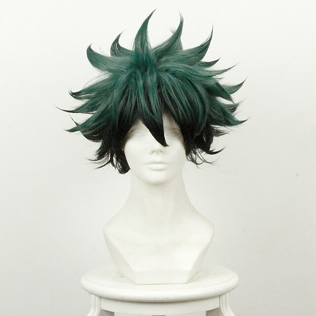  Mi héroe Academia batalla para Todos / Boku no héroe Academia Midoriya Izuku Cobija Pelucas de Cosplay Hombre 14 pulgada Fibra resistente al calor Peluca de anime