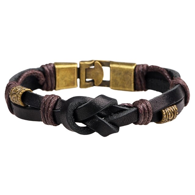  Men's Women's Leather Bracelet Knot Fashion Punk Leather Bracelet Jewelry Black / Brown For Casual Daily
