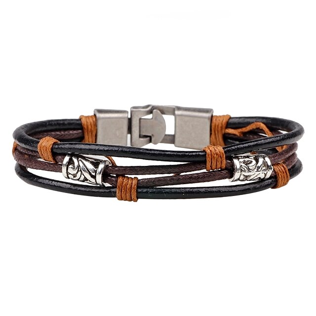  Men's Women's Leather Bracelet woven Personalized Fashion Leather Bracelet Jewelry Black For Casual Going out