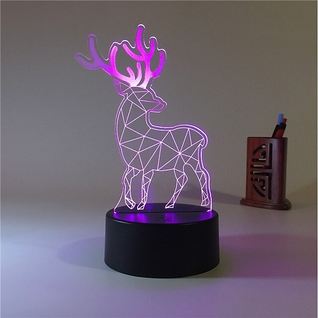  Luz noturna 3D Decorativa Cores Variáveis Artistíco LED Contemporâneo Moderno USB Bateria 1conjunto