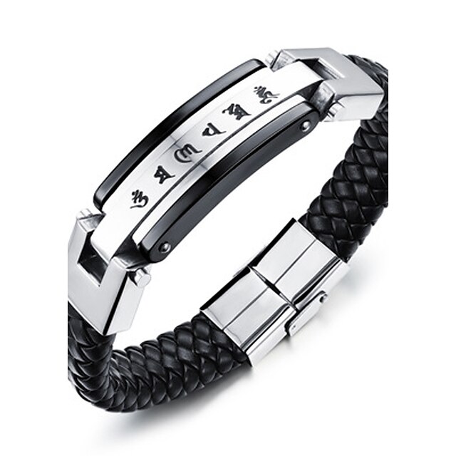  Men's Cuff Bracelet Leather Bracelet Bracelet Geometrical woven Personalized Fashion Stainless Steel Bracelet Jewelry Gold / Silver For Casual Office & Career