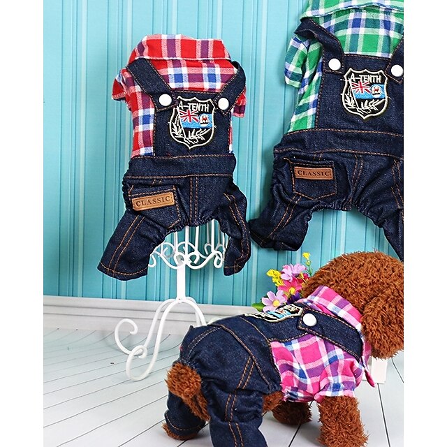  Dog Coat Jumpsuit Jacket Winter Dog Clothes Fuchsia Green Red Costume Down Denim British Casual / Daily XS S M L XL XXL