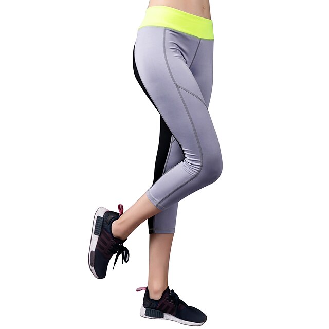  BARBOK Mujer Pantalones de yoga Retazos Moda Licra Running Fitness Entrenamiento de gimnasio 3/4 Medias/Corsario Leggings Deporte Ropa de Deporte Sin costura Eslático Elástico