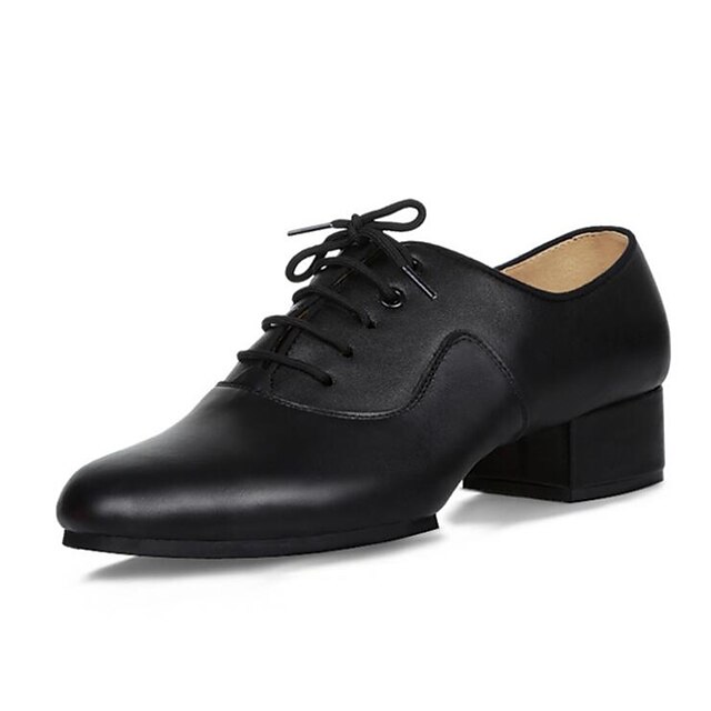  Férfi Latin cipők Bőr Félcipő Vaskosabb sarok Dance Shoes Fekete
