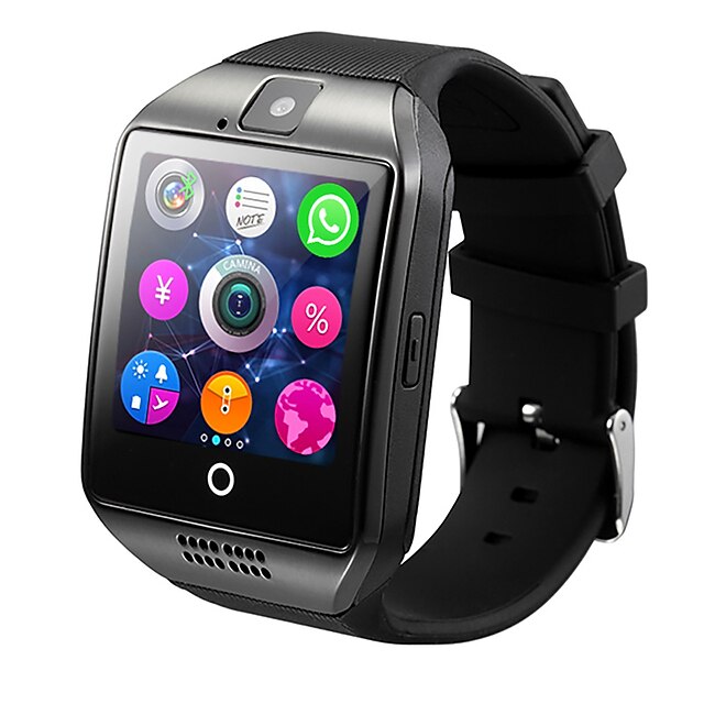  smartwatch q18 for android ios bluetooth hjertefrekvensmåler vanntett idrett kalorier brent kamera timer pedometre vekkerklokke