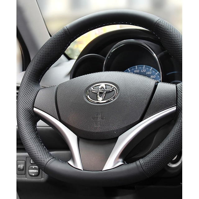  Steering Wheel Covers Leather 38cm 15inch Diameter Black / Black / Red For Toyota Ford Nissan Volvo Hyundai Cadillac Mazda Mitsubishi  All years