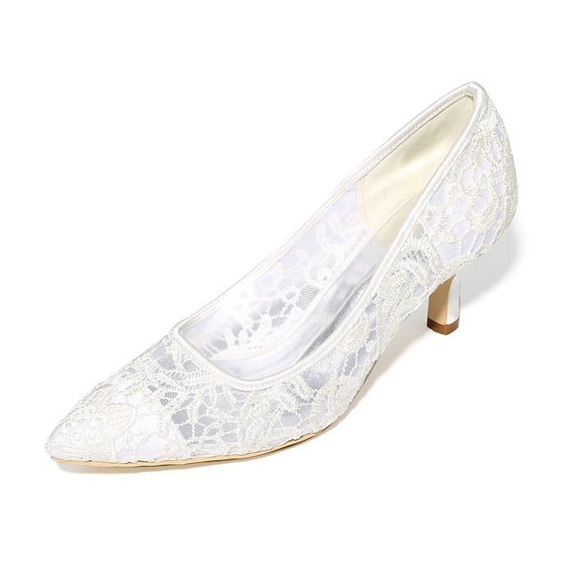  Women's Wedding Shoes Stiletto Heel Pointed Toe Satin Basic Pump Spring / Summer Black / White / Ivory / EU40