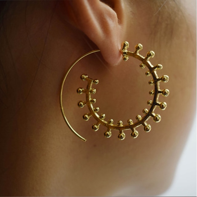  Women's Hoop Earrings Flower Statement Ladies Fashion Earrings Jewelry Gold / Silver For Gift Going out