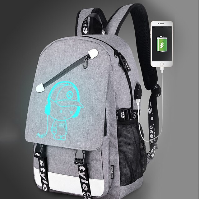  Καμβάς Σχολική τσάντα σακκίδιο Λειτουργικό σακίδιο Μεγάλη χωρητικότητα Αδιάβροχη Φερμουάρ Χαρακτήρας ΕΞΩΤΕΡΙΚΟΥ ΧΩΡΟΥ Μαύρο Γκρίζο