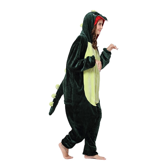 Toys & Hobbies Cosplay & Costumes | Adults Kigurumi Pajamas Dinosaur Animal Onesie Pajamas Coral fleece Green Cosplay For Men an