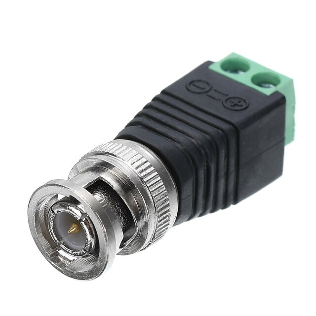  Koppling 10Pcs Male Coax CAT5 To Coaxial BNC Cable Connector Adapter Video Balun för Säkerhet system 7*2cm 0.01kg
