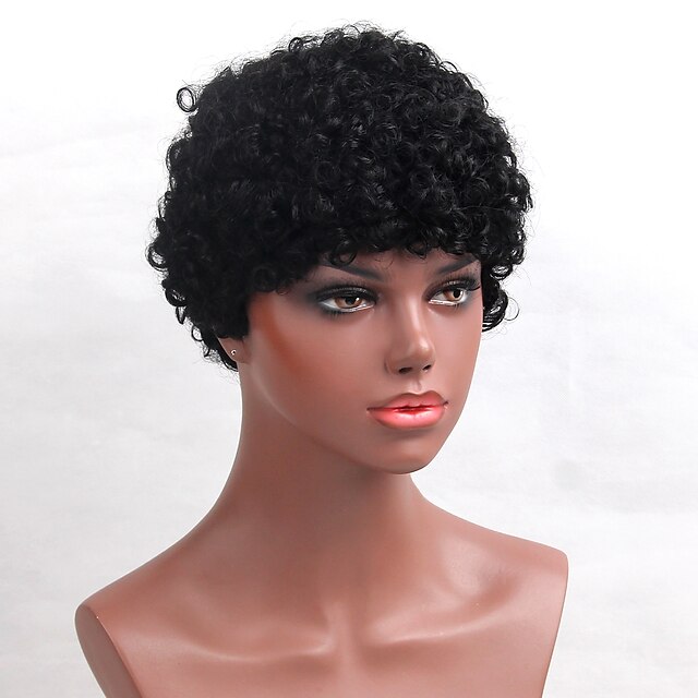  Human Hair Capless Wigs Human Hair Curly Short Hairstyles 2019 Halle Berry Hairstyles African American Wig Machine Made Wig Women's