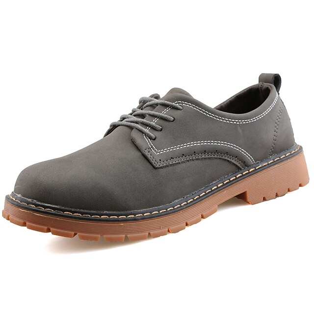  Men's Comfort Shoes Leather Spring / Fall Oxfords Brown / Black / Gray / Lace-up