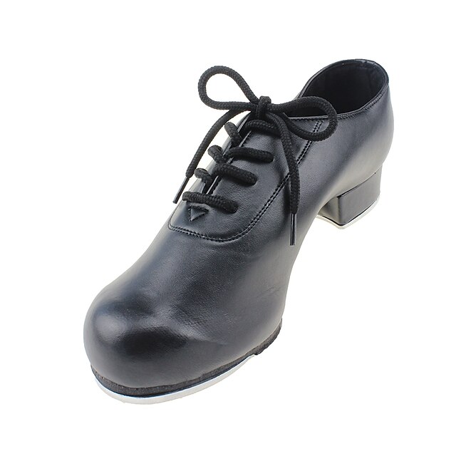  نسائي أحذية نقر كانفا / جلد كعب كعب متوسط مخصص أحذية الرقص أسود / أداء