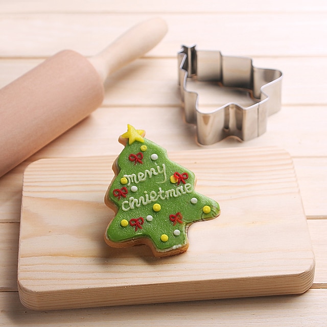  Crăciun pin forma de copac cookie tăietori fructe tăiate matrite din oțel inoxidabil tort mucegai