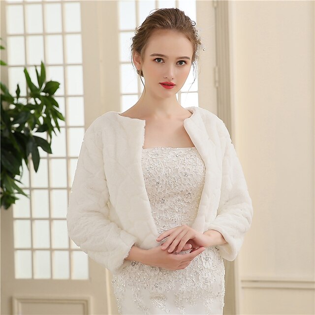 Ivory Faux Fur Wraps Bridal‘s Wraps Coats Jackets Keep Warm Bridal Long ...