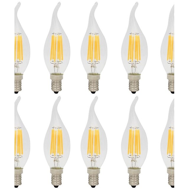  10pcs 6 W LED-glödlampor 560 lm E14 C35L 6 LED-pärlor COB Dekorativ Varmvit Kallvit 220-240 V / 10 st / RoHs