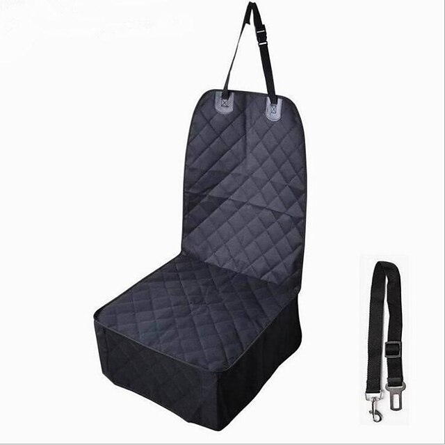  Cat Dog Car Seat Cover Waterproof Foldable Solid Colored Fabric Black Gray