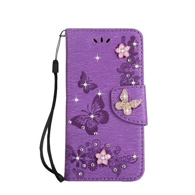  Phone Case For Samsung Galaxy Full Body Case A3 A5 A7(2017) Wallet Card Holder Rhinestone Solid Colored Hard PU Leather