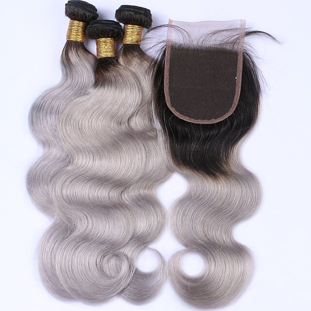  Hair Weaves Malaysian Hair Body Wave Human Hair Extensions Human Hair Hair Weft with Closure / Medium Length