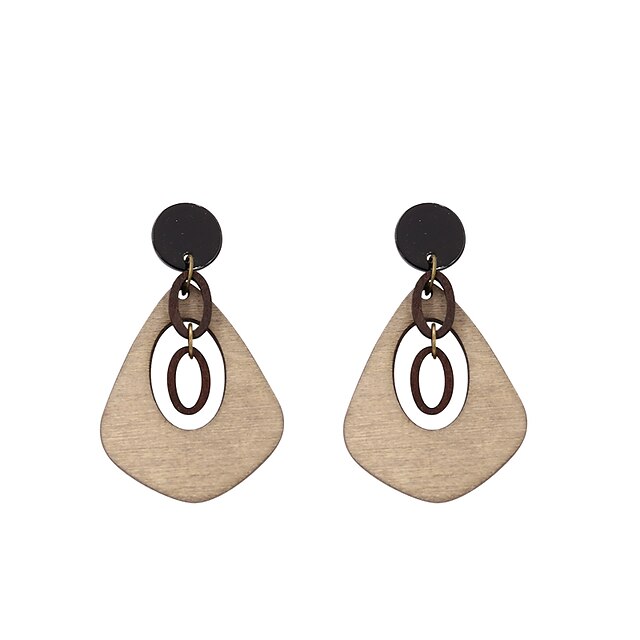  Women's Drop Earrings Ladies Personalized Fashion Wooden Wood Earrings Jewelry Black For Daily Casual