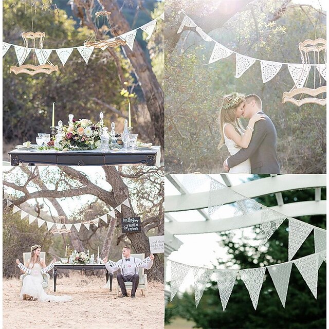  2.8M Vintage Chic Lace Flags Pennant For Party Wedding Garland Decoration Product Supply