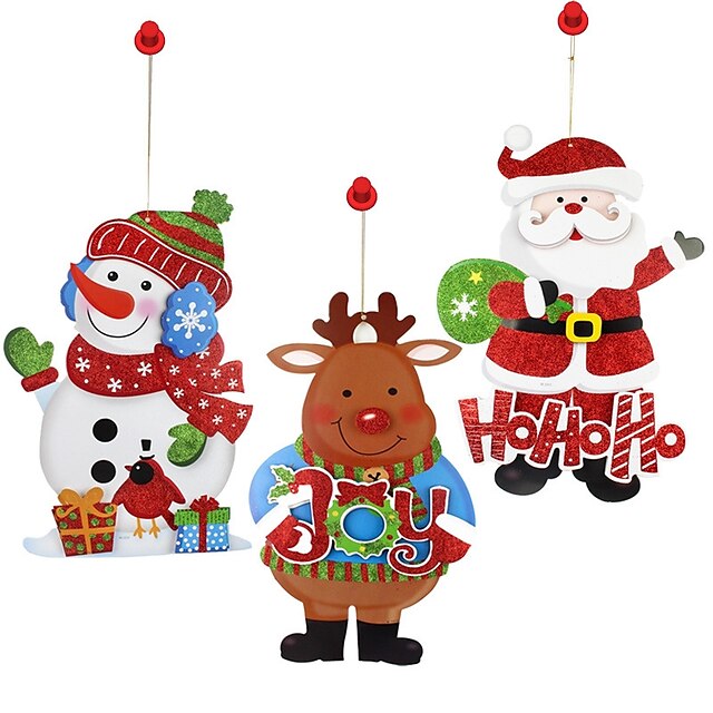  Decorações de férias Boneco de Neve / Santa / Feriado Decalques / Ornamentos Férias 1pç / Natal