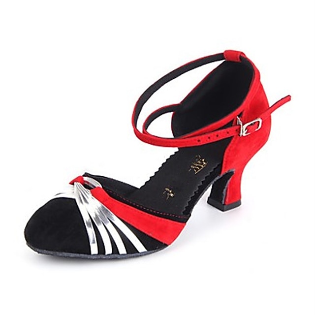  Pentru femei Pantofi Moderni Sintetic Călcâi Sclipici Strălucitor / Cataramă Toc Cubanez Pantofi de dans Negru și Auriu / Negru și Argintiu / Negru / Roșu / Profesional