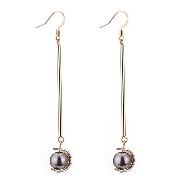  Women's Tahitian pearl Drop Earrings Long Ladies Simple Style Imitation Pearl Black Pearl Earrings Jewelry White / Gray / Coffee For Party Daily