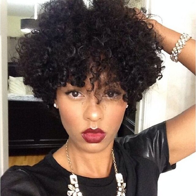  Synthetic Wig Curly Kinky Curly Kinky Curly Curly Wig Short Natural Black Synthetic Hair Women's African American Wig For Black Women Black