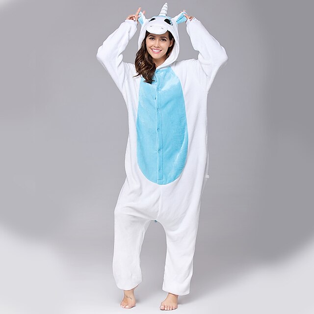  Erwachsene Kigurumi-Pyjamas Unicorn Pyjamas-Einteiler Flanell Purpur / Rosa / Gelb Cosplay Für Herren und Damen Tiernachtwäsche Karikatur Fest / Feiertage Kostüme