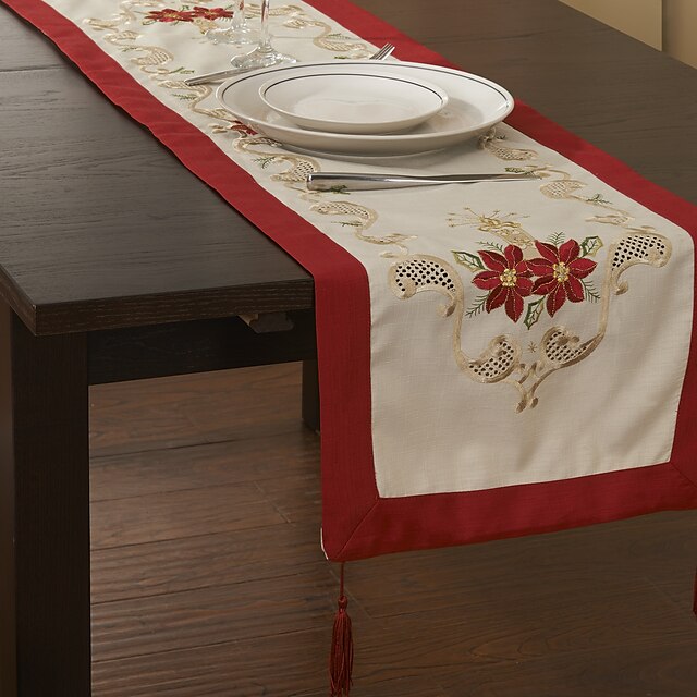  Cotton Blend Square Table Runner Patterned Eco-friendly Table Decorations