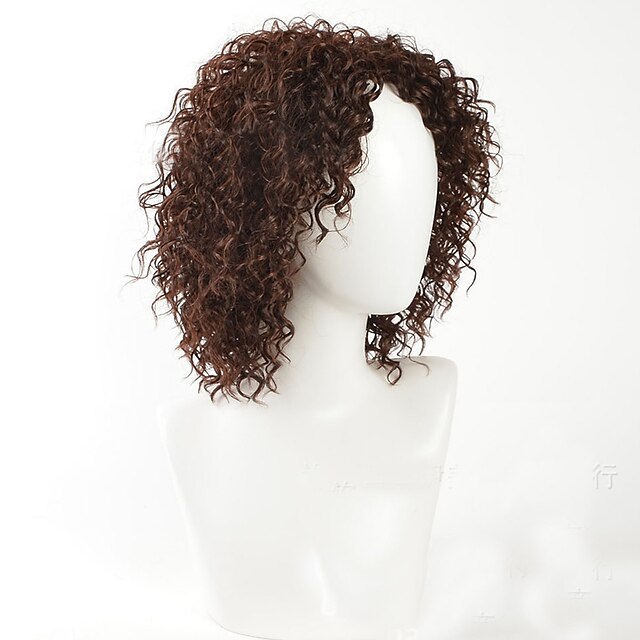  Synthetische Perücken Locken Locken Perücke Mittlerer Länge Braun Synthetische Haare Damen Afro-amerikanische Perücke Braun