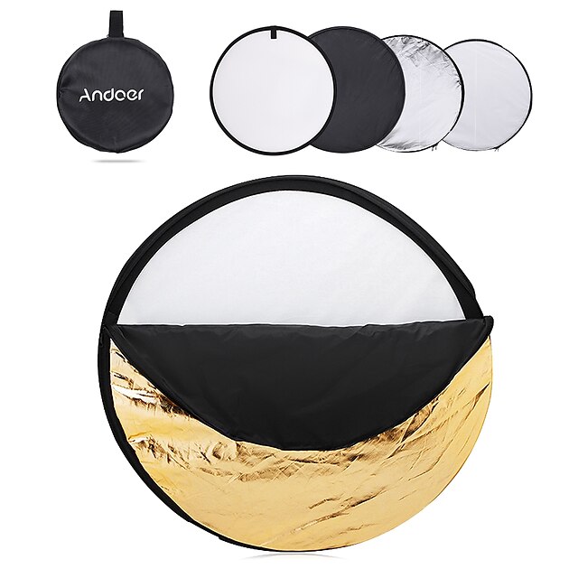  Andoer 24 60cm Disc 5 in 1 (Gold Silver White Black Translucent) Multi Portable Collapsible Photography Studio Photo Light Reflector