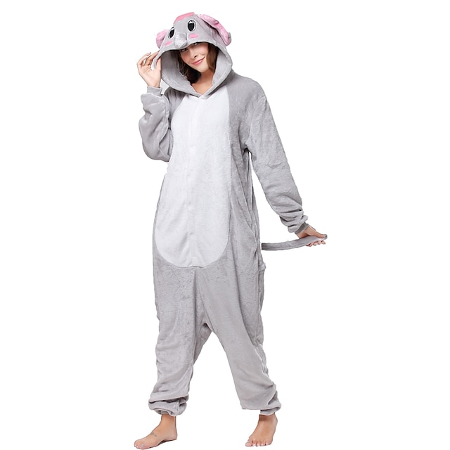  Aikuisten Kigurumi-pyjama Elefantti Eläin Pyjamahaalarit Hauska puku Flanelli Fleece Cosplay varten Miehet ja naiset Joulu Eläinten yöpuvut Sarjakuva
