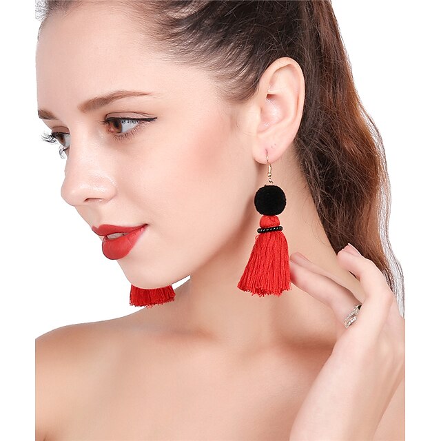  Women's Drop Earrings Hoop Earrings Tower Colorful Earrings Jewelry Black / Yellow / Red For Party New Year