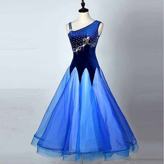  Ballroom Dance Dresses Women's Performance Spandex / Organza Crystals / Rhinestones Sleeveless Dress