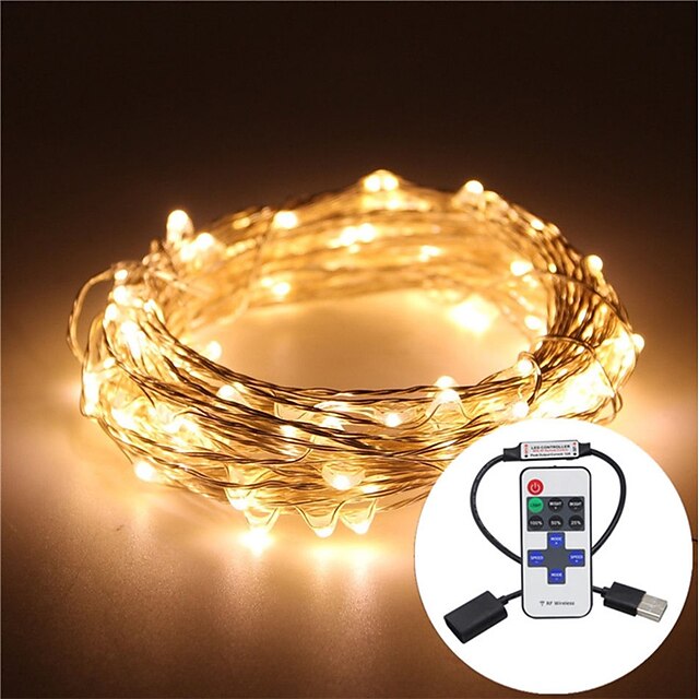  5m String Lights Outdoor String Lights 100 LEDs Warm White RGB White Waterproof Remote Control RC Dimmable <5 V IP65 Color-Changing