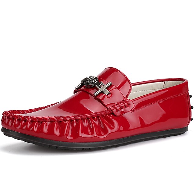  Men's Formal Shoes Patent Leather Summer / Fall Loafers & Slip-Ons Red / White / Black / Party & Evening / Lace-up / Party & Evening