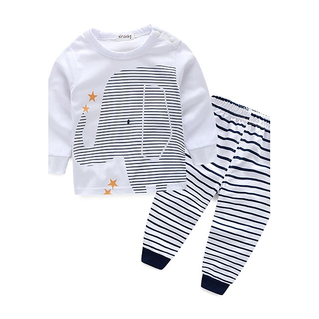  Toddler Boys' Clothing Set Long Sleeve White Stripes Cotton Stripes / Fall / Spring