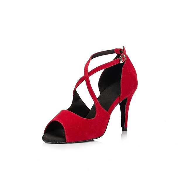  Pentru femei Pantofi Dans Latin Îmbulzesc Încuietoare cârlig-S Sandale Cataramă Toc Stilat Personalizabili Pantofi de dans Negru / Rosu / Albastru / Performanță / Piele