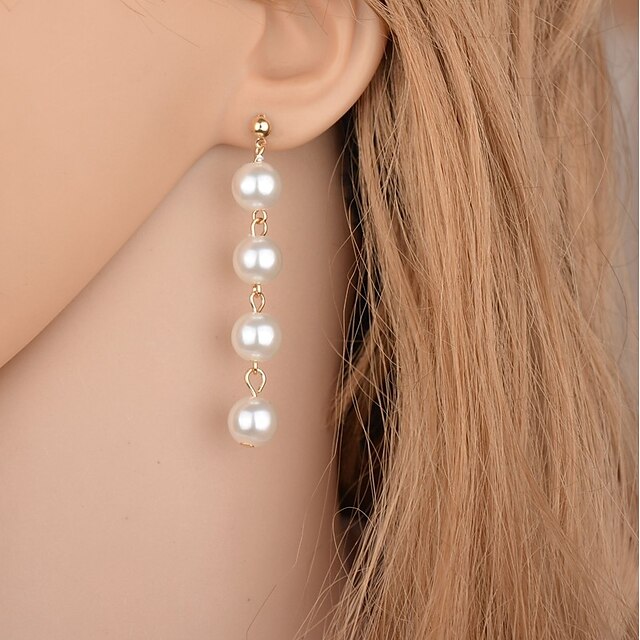  Drop Earrings Dangle Earrings For Women's Party Casual Imitation Pearl Alloy Long Floating Drop