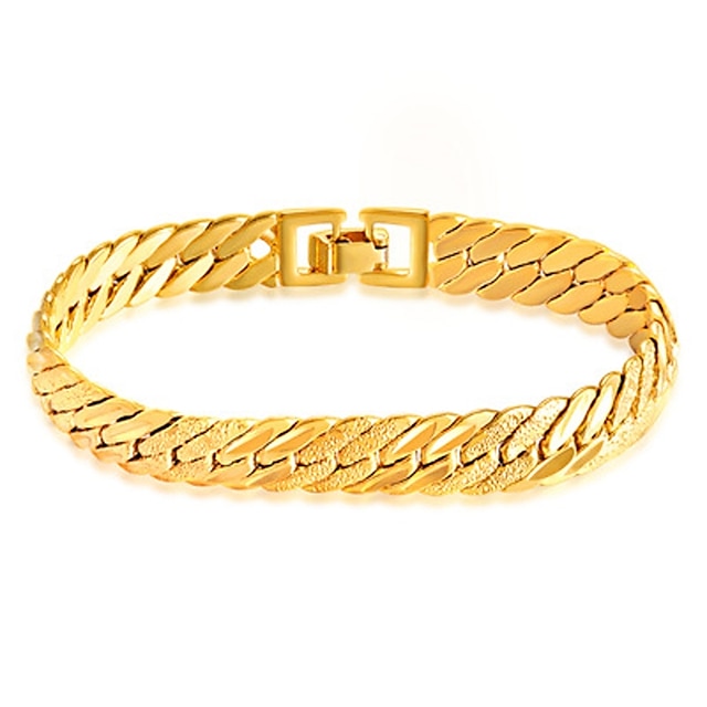  Men's Chain Bracelet Bracelet Fashion Simple Style 18K Gold Plated Bracelet Jewelry Gold For Casual Daily / Stainless Steel
