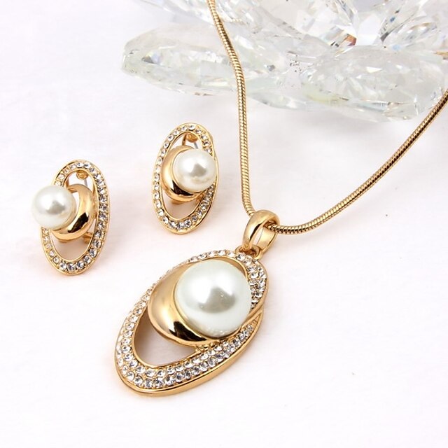  Women's Drop Earrings Necklace Fashion Simple Style Imitation Pearl Earrings Jewelry Gold For Wedding Office & Career
