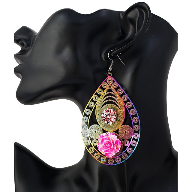  Damen Tropfen-Ohrringe - Edelstahl damas, Personalisiert, Modisch Schmuck Rosa Für Geschenk Ausgehen