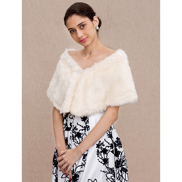  Capelets Faux Fur Wedding / Party / Evening Women's Wrap With Rhinestone
