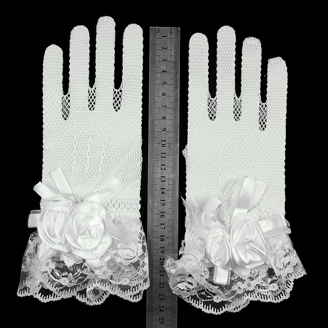  Lace / Net Wrist Length Glove Mesh / Bridal Gloves / Party / Evening Gloves With Floral / Ruffles