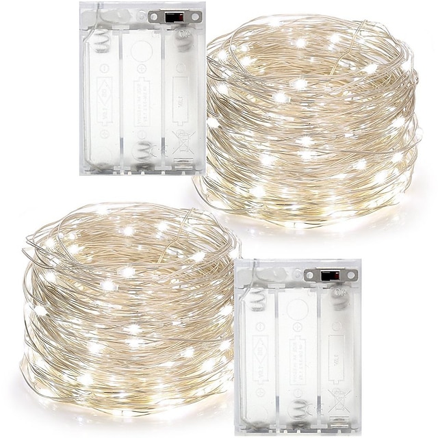  10 ίντσες Φώτα σε Κορδόνι 100 LEDs Θερμό Λευκό RGB Άσπρο Χριστουγεννιάτικη διακόσμηση γάμου Μπαταρία / IP65